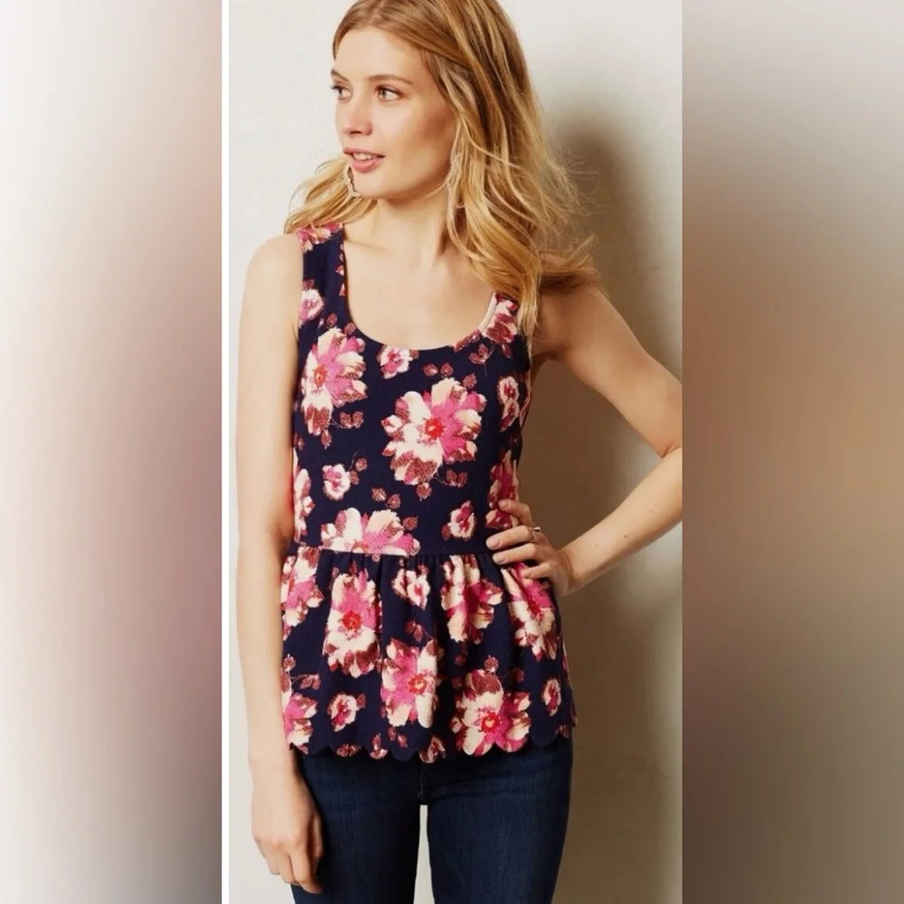 Anthropologie | Postmark | Floral Peplum Tank Top